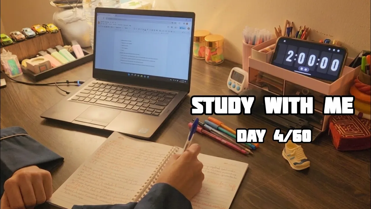 day 4/60 | أدرس معي ساعتين متواصلة مع ثلاوة القرآن الكريم  | ساعتين من التركيز | study with me📚
