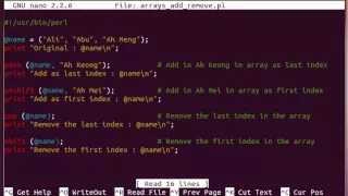 Perl Arrays Add and Remove Example