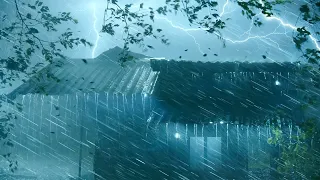 Stop Overthinking & Sleep Instantly | Powerful Rainstorm on Tin Roof & Intense Thunder at Night