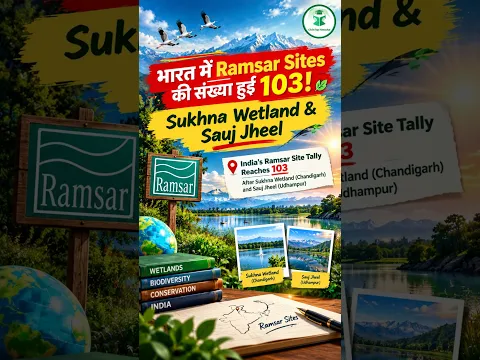 भारत में Ramsar Sites की संख्या हुई 103! 🌿🇮🇳 | Sukhna Wetland & Sauj Jheel