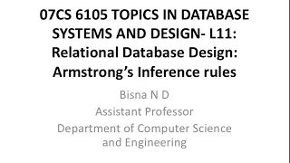 TDSD - L11 Relational Database Design Armstrong s Inference rules