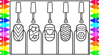 How to Draw Nail Art for Kids Nail Art Drawing and Coloring Pages for Kids