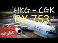 Lagu Cathay Pacific Hong Kong to Jakarta CX 753 | Airbus A330-300 Economy Class Flight Report