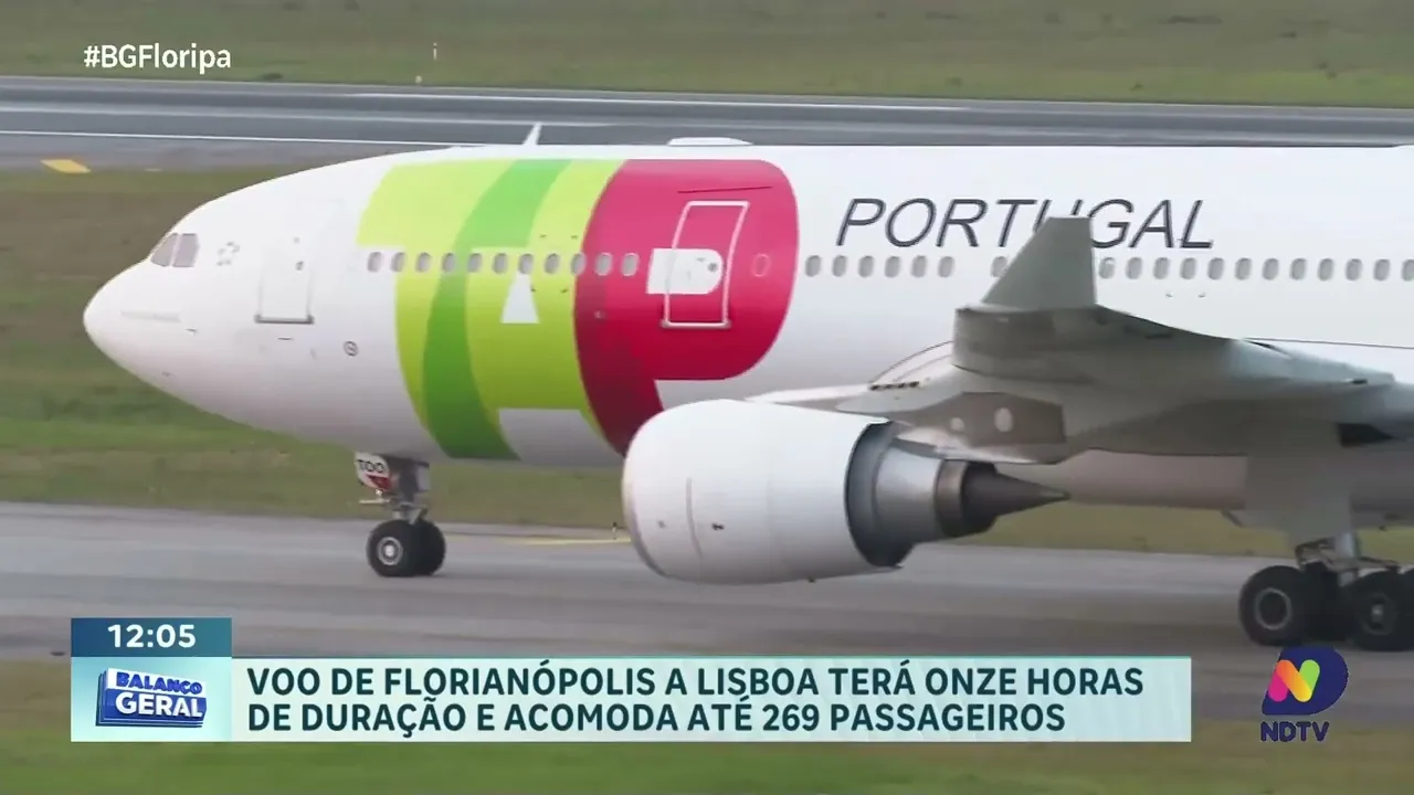 Primeiro voo Florianópolis-Lisboa: duração de 11 horas e 269 passageiros