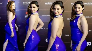tamanna bhatia looks in backless sparkling dress arrive at gq best dressed award tamannaah bts