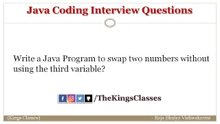 Swap Two Numbers Without Using The Third Variable Java Interview Coding Questions Kings Classes