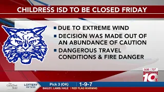 Childress ISD cancels school on Friday due to extreme winds