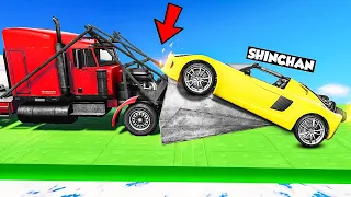 SHINCHAN AND FRANKLIN FACE TO FACE CHALLENGE  SHINCHAN's PHANTOM TRUCK VS MY MILITARY TANK