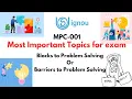 Blocks or barriers or Obstacles to Problem-solving