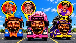 CURSE of RACHEL, MEEKAH and BLIPPI BUS EATERS VS SLIDE EATER | Part 3