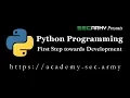 Introduction Lesson 1 Python Programming - First Step towards Development SECARMY