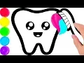 Glitter Toy Tooth Toothbrush coloring and drawing for Kids Toddlers