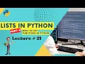 Lists in Python Part-3 in Python for beginners Lecture 21 Corvit Systems