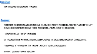 How do I convert Micromolar to molar