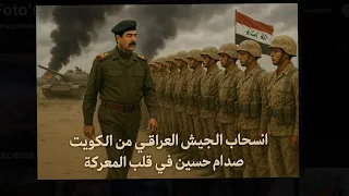 صدام حسين يراقب انسحاب الجيش العراقي من الكويت 