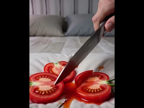 Normal thing cutting tomatoes on pillow #asmrcommunity #viralshort