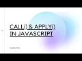 JavaScript Tutorial Call Apply in JavaScript