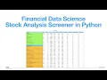 Financial Data Science Stock Analysis Screener in Python