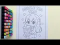 Coloring My Cozy Treats Coloring Book Chibi Girl with Boba Tea Coloring Page Touch Art Markers