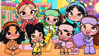¡Pijamada de *COLORES* 💜💙🩷💚 con MIS PRIMAS! en Avatar World