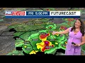 Rain moves through the region ahead of heavier storms