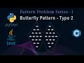 Butterfly Pattern With Single Joint Java C Python Detailed Explain Pattern Problem - 11