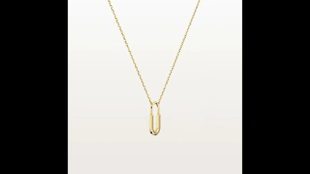 Pave Lab-Grown Diamond U-Link Motif Pendant Necklace in 14K Gold/Platinum