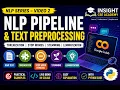 NLP Pipeline Text Preprocessing Tokenization Stop Words Stemming Lemmatization