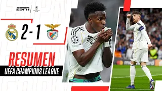VINI BAILÓ, VALVERDE ASISTIÓ POR DUPLICADO Y REAL AVANZÓ EN CASA | R. Madrid 2-1 Benfica | RESUMEN