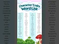 Character Traits Word List