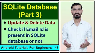 SQLite Database Tutorial Android Studio Delete and Update Data in SQLite Database CRUD Hindi