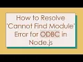 How to Resolve Cannot Find Module Error for ODBC in Node js