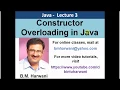Tutorial for Constructor Overloading In Java in Hindi