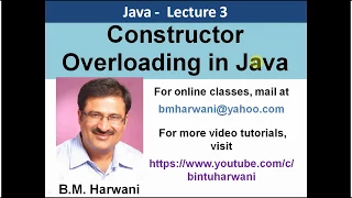 Tutorial for Constructor Overloading In Java in Hindi