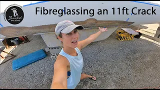 Fibreglass Repair of an 11ft Crack – Hurricane damaged Catamaran (S2 E62 Barefoot Sail and Dive)