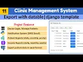 Implement datatable with export csv option Clinic management system Django PostgreSQL Bootstrap