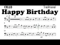 Happy Birt ay Cello Sheet Music Backing Track Play Along Partitura