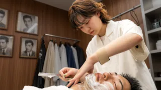 💈(ASMR) Complete Japanese Barbering with Lady Barber Momoka: Scissors, Shave, Shampoo & Massage