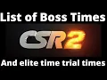 CSR2 As requested updated boss times link to this chart in this s description