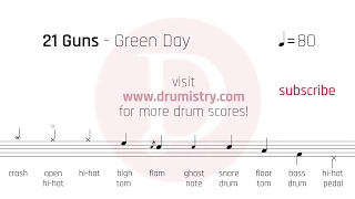Download Green Day - 21 Guns Drum Score MP3