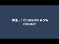 SQL Cursor row count