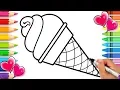 Rainbow Ice Cream Cone Coloring Page with Real Sprinkles Rainbow Coloring Book Printable