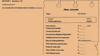 IELTS listening 2019 phone interview with answer
