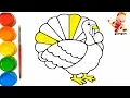 Turkey Coloring Pages for Pre School - Learn Colors for Kids