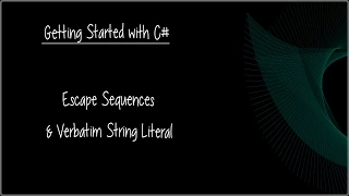 C Beginner Tutorial 6 - Escape Sequences and Verbatim String Literals