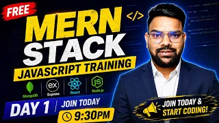 FREE MERN Stack Training Day 1 JavaScript Full Course LIVE 9 30 PM