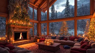 Relieve Stress with Background Instrumental Christmas Jazz 🎄 Christmas Ambience & Fireplace Sounds 🔥