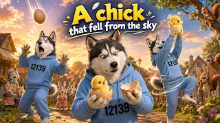 Why is this cute “egg” always following the Husky?#dog #funny #animals