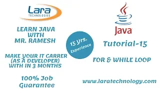 Tutorial-15 For Loop While Loop Java Tutorial for Beginners Lara Technology