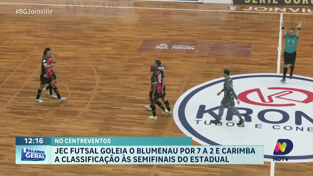 JEC Futsal goleia o Blumenau por 7 a 2 e carimba a classificação às semifinais do Estadual